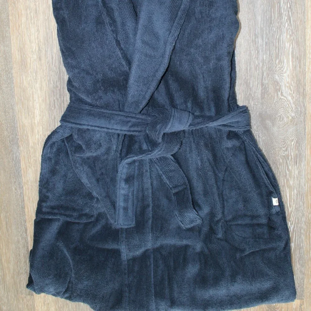NWT UGG‎ MEN'S RIBBED TERRY COTTON PLUSH ROBE BLUE